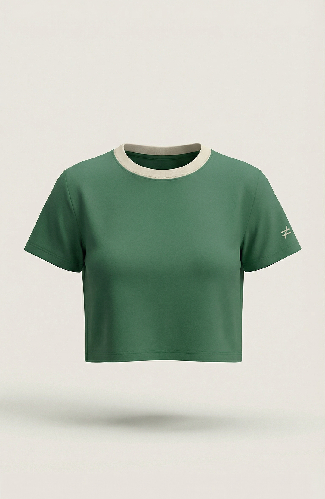 Cropped Bázica Duo bicolor verde e areia Bázico em algodão Powerful #Cor_Verde / Areia