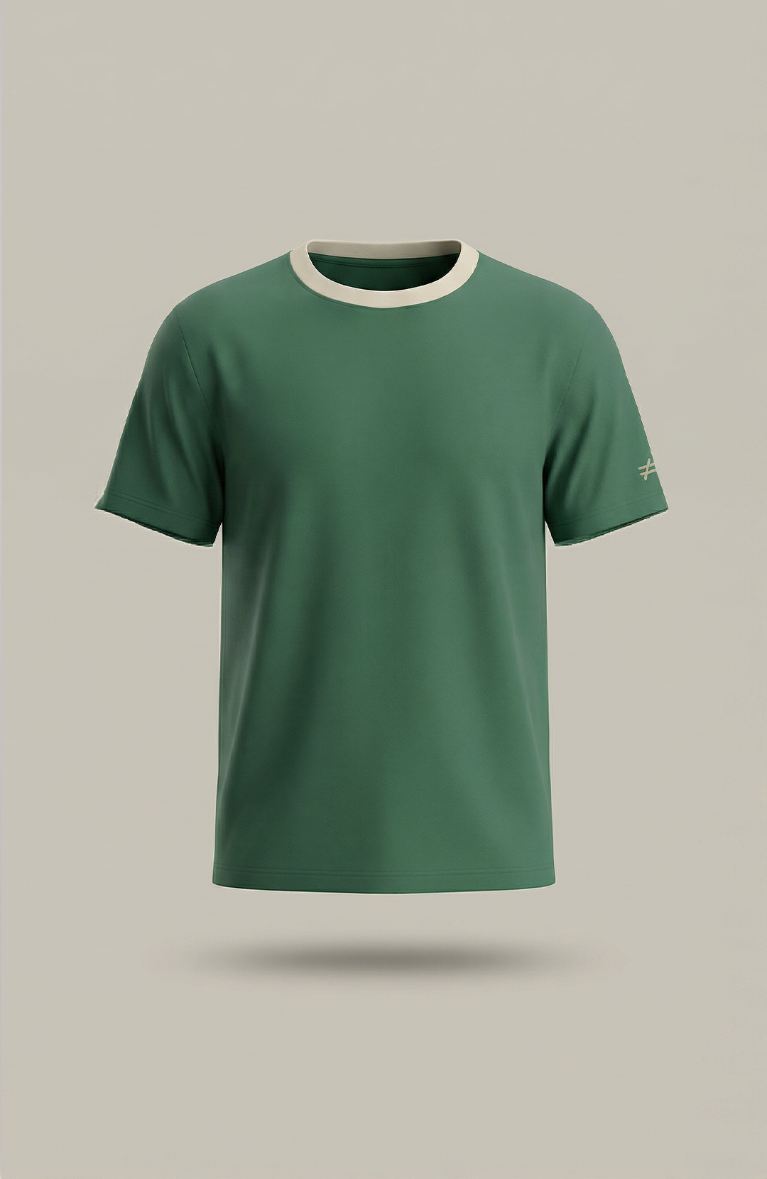 Camiseta Bázica Kids Gola C Duo bicolor verde e areia Bázico em algodão egípcio #Cor_Verde / Areia