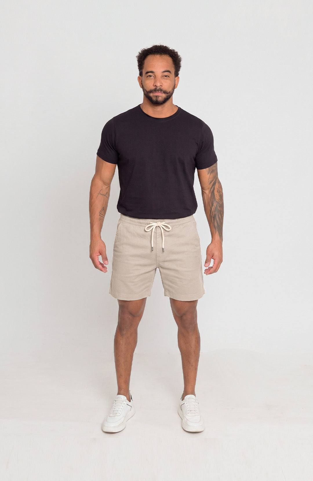 Short Bázico branco algodão com caimento versátil e confortável #Cor_Nude