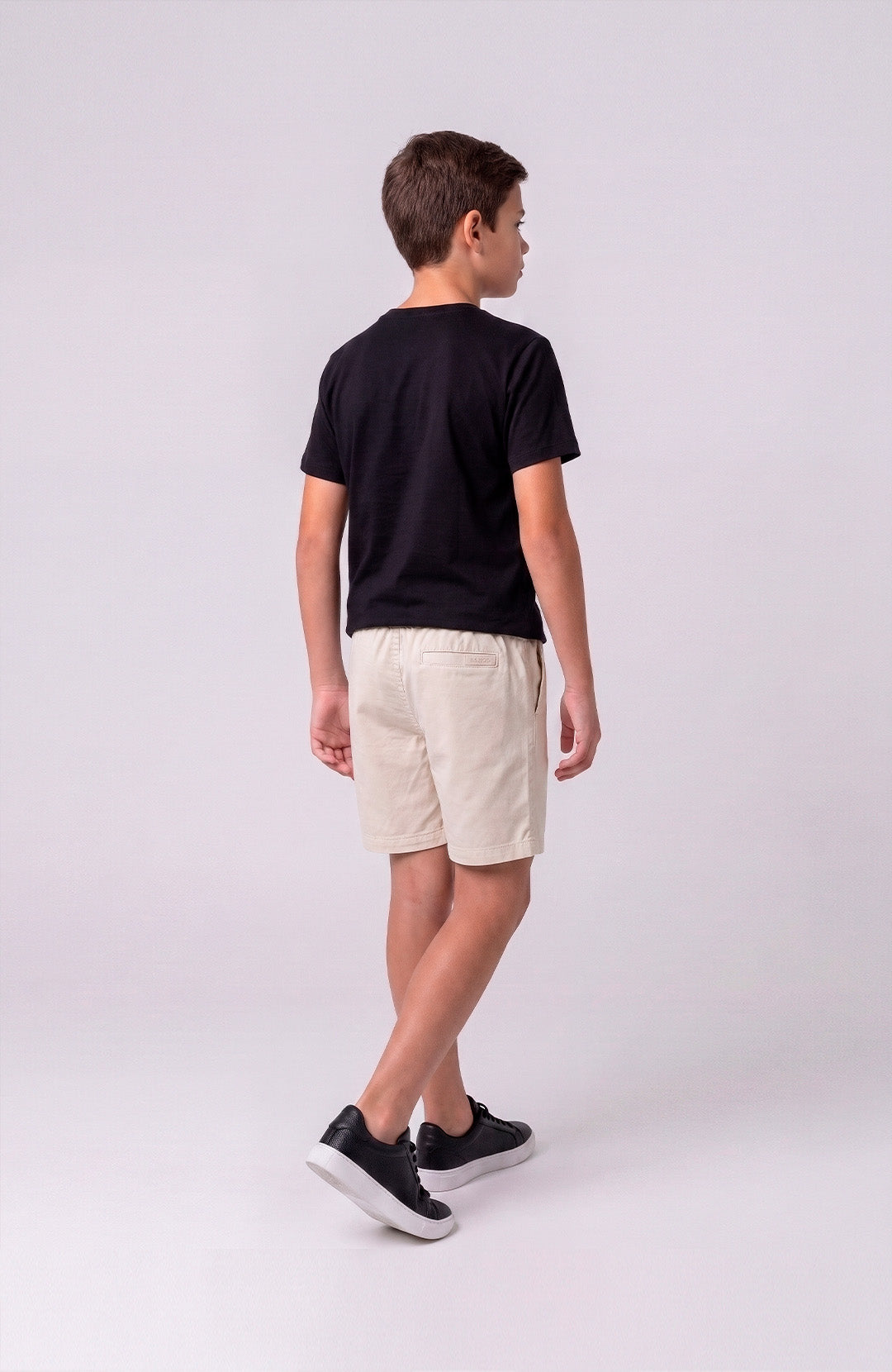 Short Bázico Kids nude Bázico, sarja de algodão com cintura ajustável #Cor_Nude