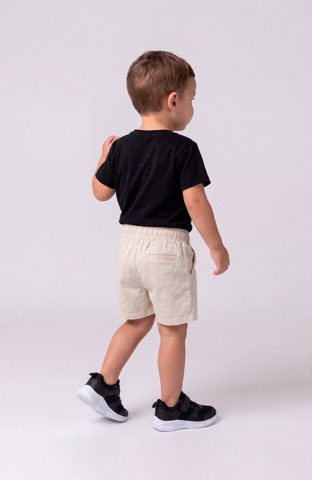 Short Bázico Kids nude Bázico, sarja de algodão com cintura ajustável #Cor_Nude