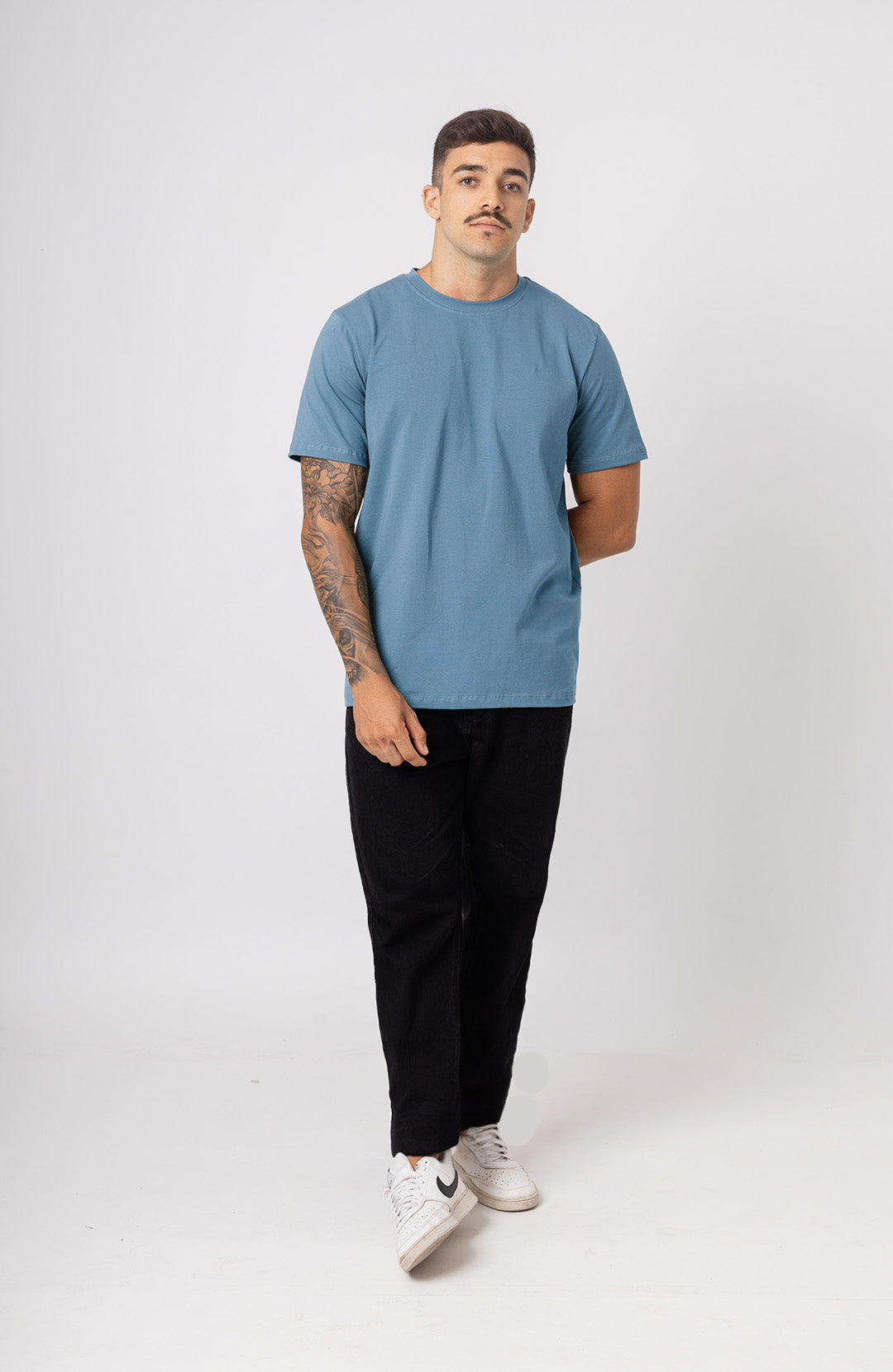 Camiseta Bázica Regular masculina ocean Bázico, algodão Powerful com caimento clássico #Cor_Ocean
