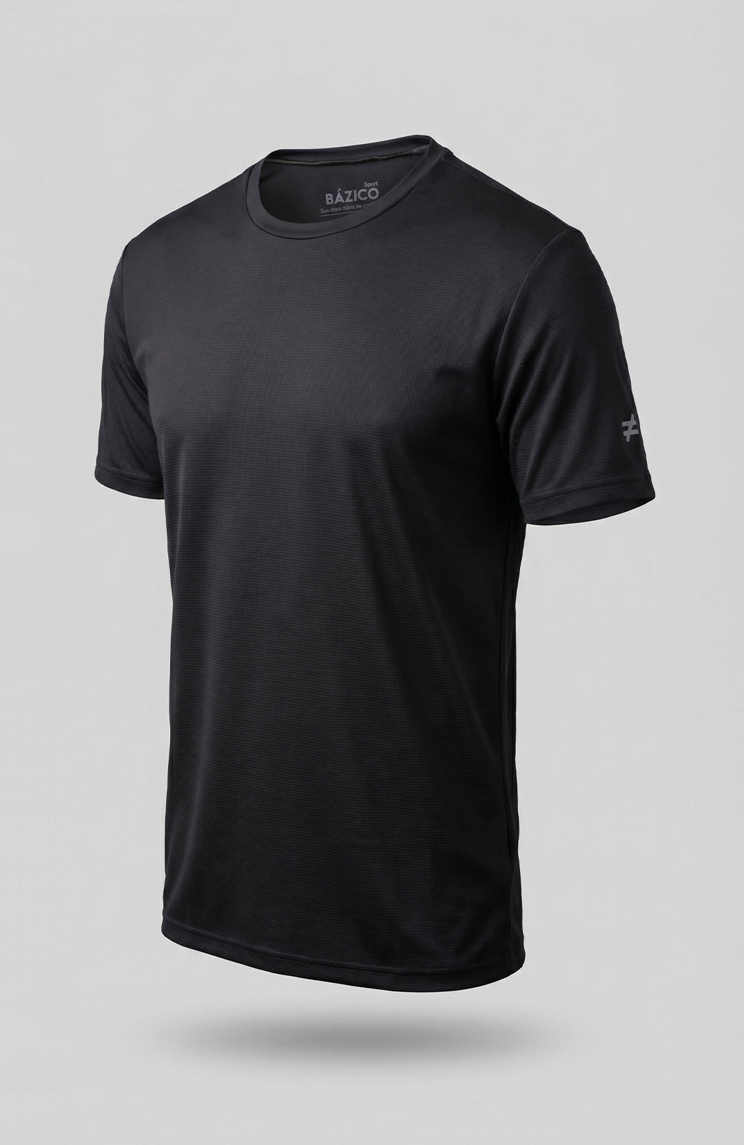 Camiseta esportiva Sport Solid preta Bázico, UV50+ e secagem rápida em poliamida #Cor_Preto
