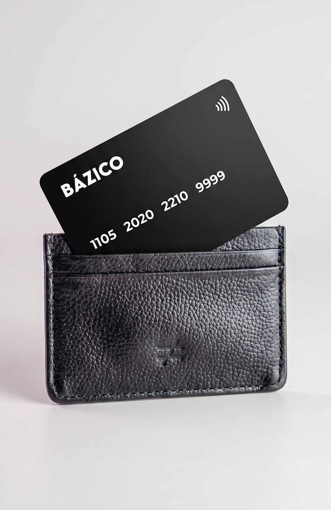 Porta Cartão Bázico preto Bázico, couro legítimo com design slim #Cor_Preto