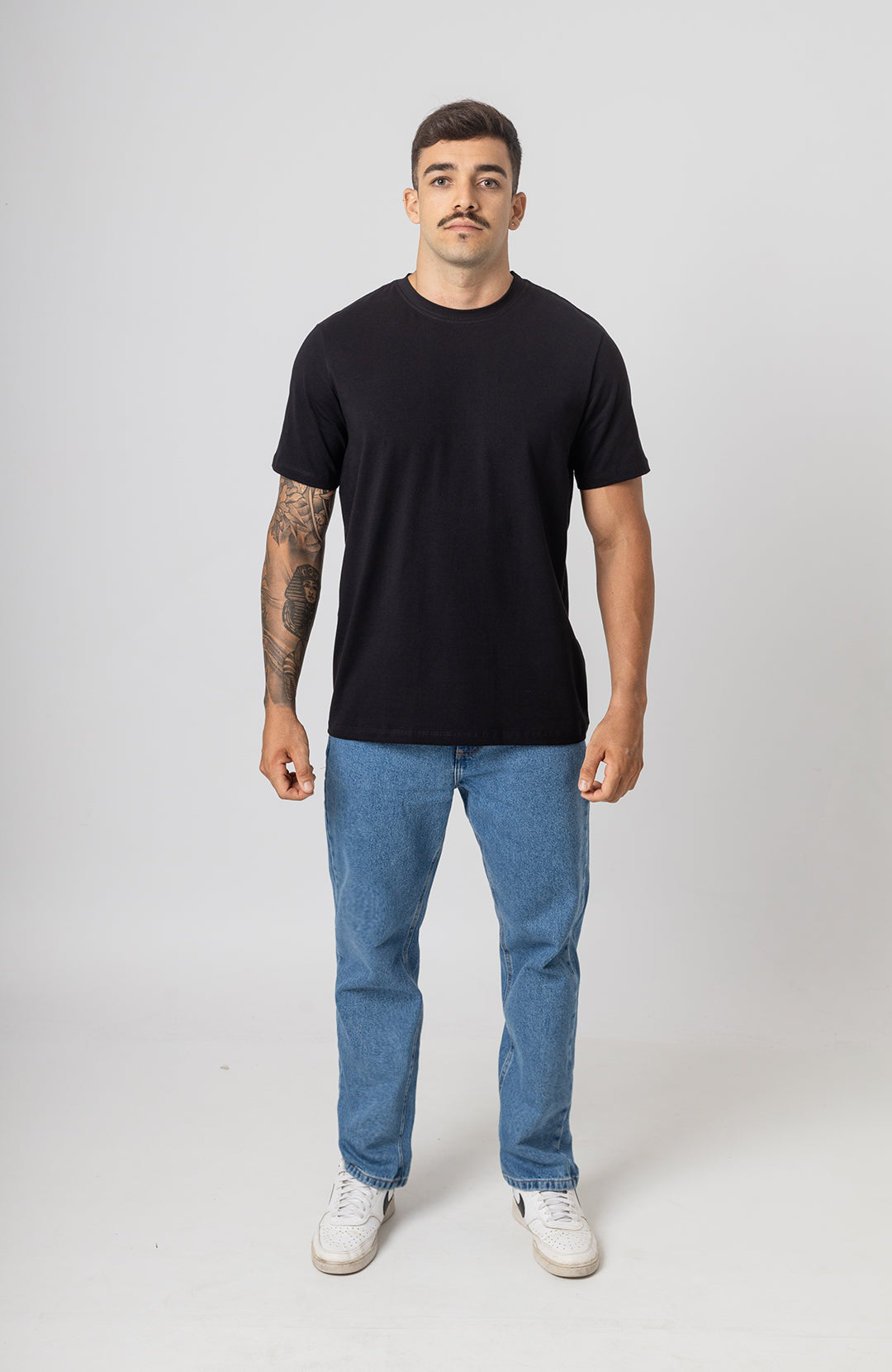Camiseta Bázica Regular masculina preta Bázico, algodão Powerful com caimento clássico #Cor_Preto