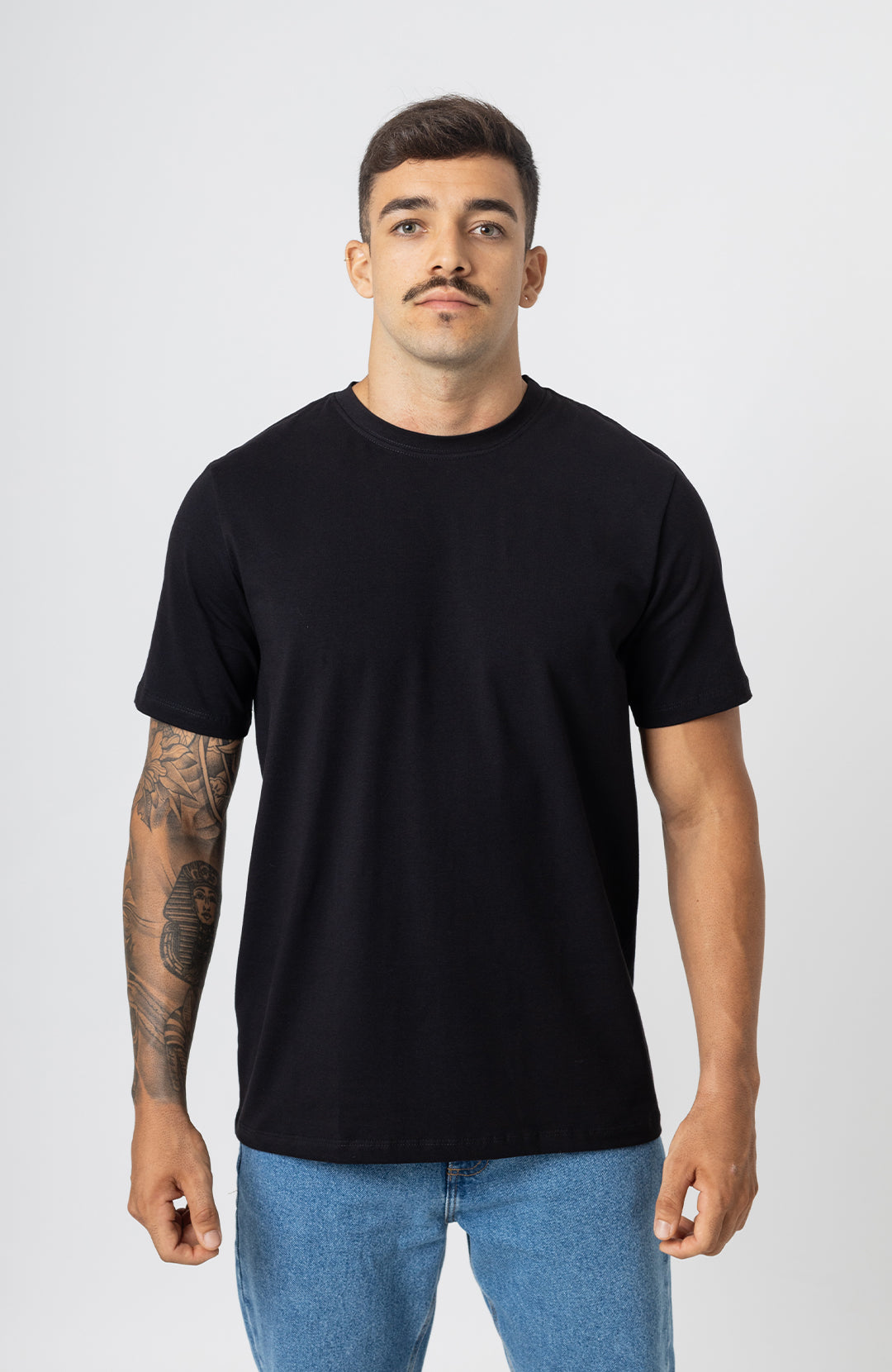 Camiseta Bázica Regular masculina preta Bázico, algodão Powerful com caimento clássico #Cor_Preto