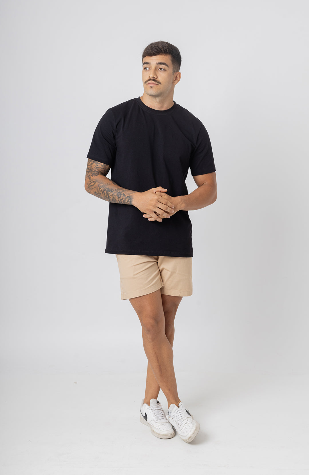 Camiseta Bázica Regular masculina preta Bázico, algodão Powerful com caimento clássico #Cor_Preto