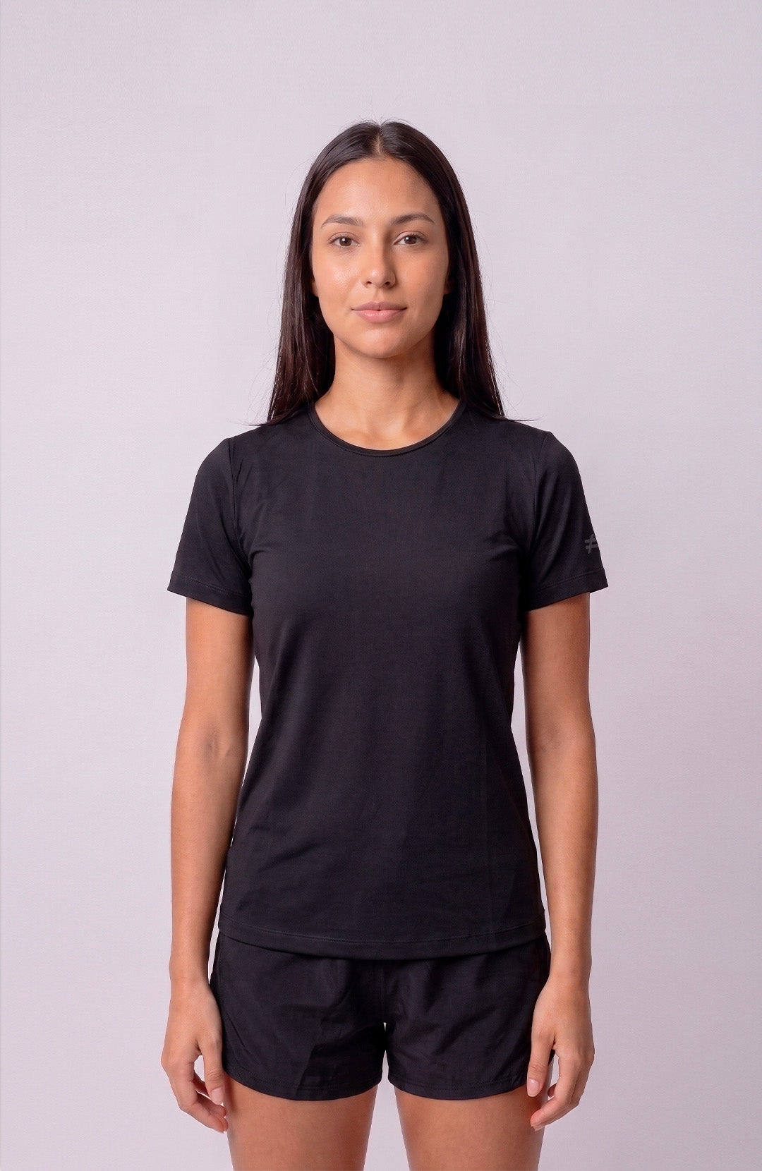 Regata esportiva Sport Classic feminina preta Bázico, poliamida com toque gelado e secagem rápida #Cor_Preto