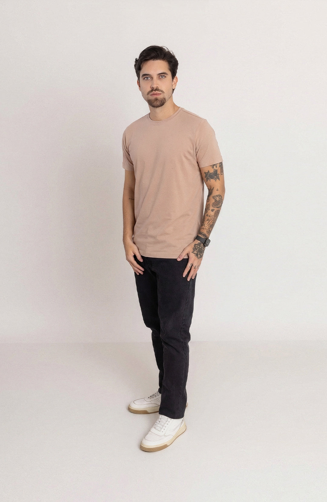 Camiseta Bázica Regular masculina toffee Bázico, algodão Powerful com caimento clássico #Cor_Toffee