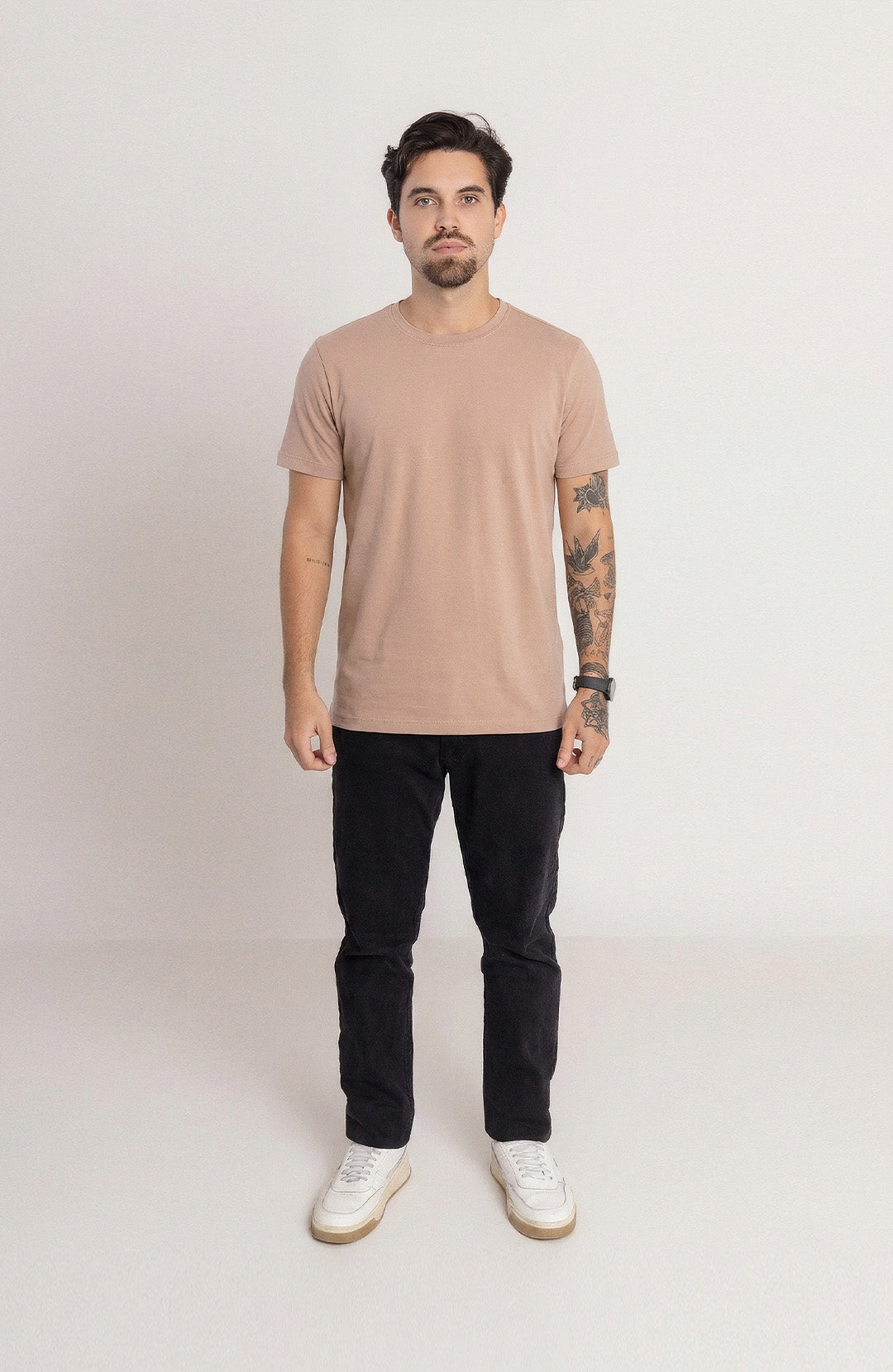 Camiseta Bázica Regular masculina toffee Bázico, algodão Powerful com caimento clássico #Cor_Toffee