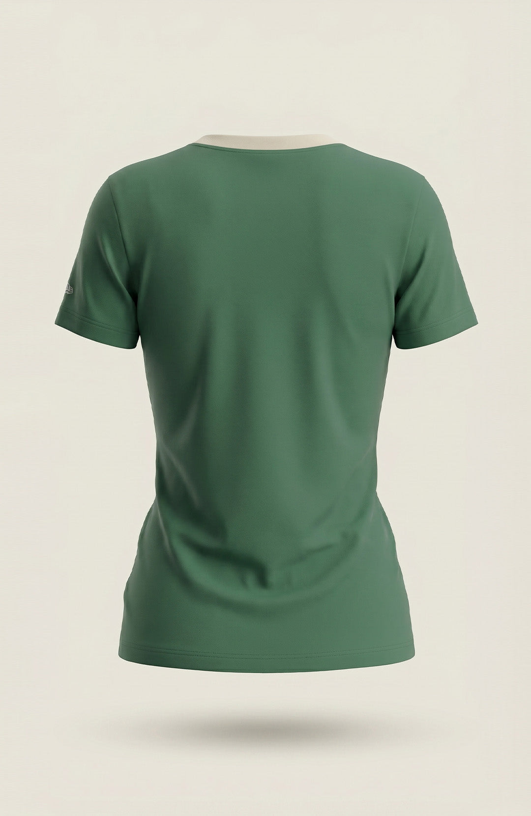 Camiseta Bázica Feminina Gola C Duo bicolor verde e areia Bázico em algodão Powerful #Cor_Verde / Areia