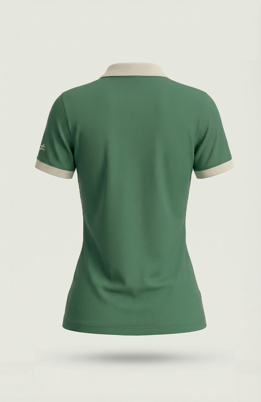 Camisa polo feminina Duo bicolor verde e areia Bázico, algodão egípcio Powerful com gola estruturada #Cor_Verde / Areia