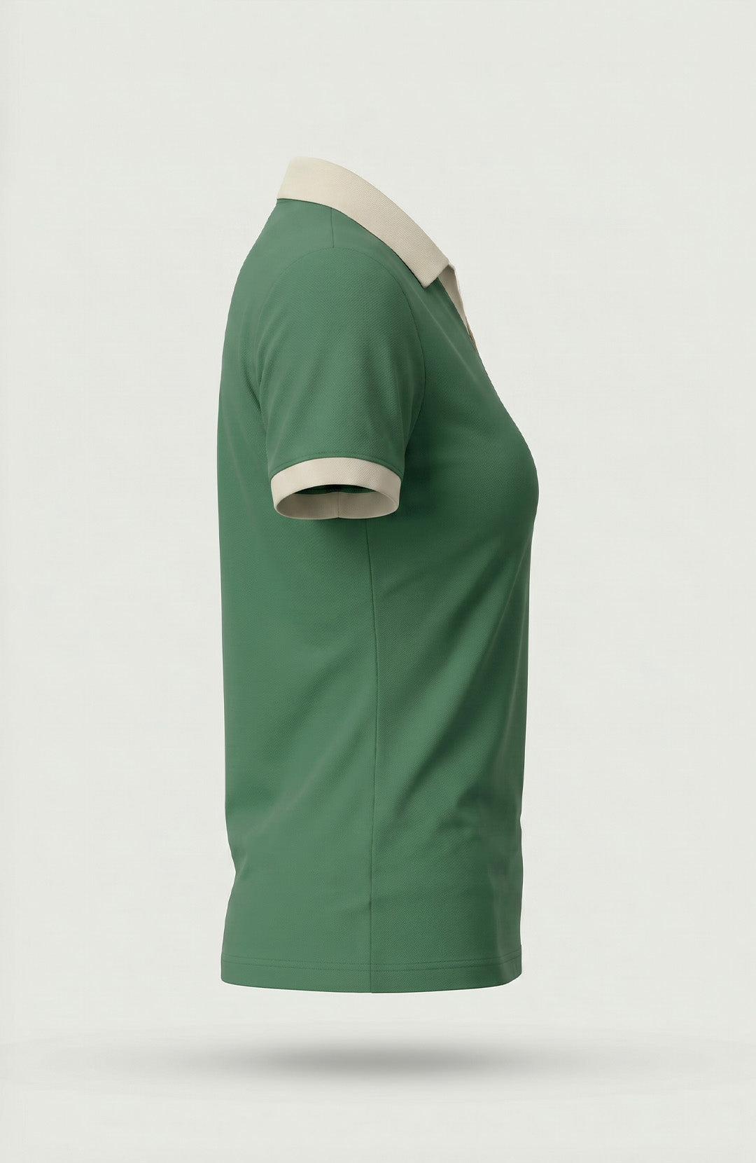 Camisa polo feminina Duo bicolor verde e areia Bázico, algodão egípcio Powerful com gola estruturada #Cor_Verde / Areia