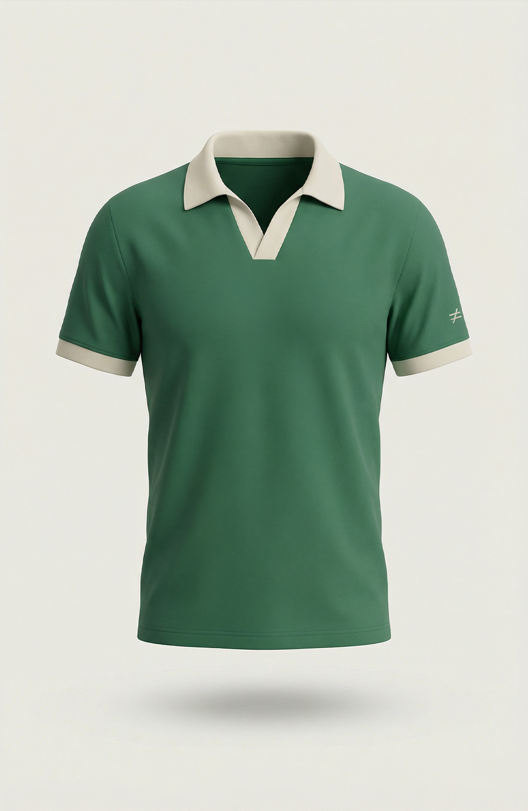 Camisa polo masculina Duo bicolor verde e areia Bázico, algodão egípcio Powerful com gola estruturada #Cor_Verde / Areia
