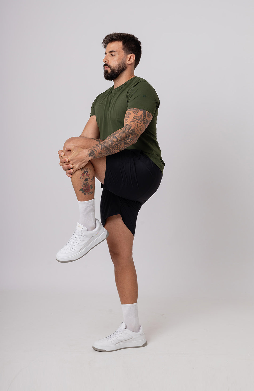 Regata esportiva Sport Classic masculina verde musgo Bázico, poliamida com toque gelado e secagem rápida #Cor_Verde Musgo