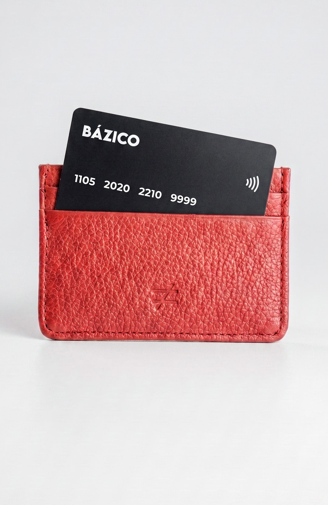 Porta Cartão Bázico vermelho Bázico, couro legítimo com design slim #Cor_Vermelho